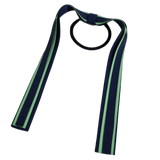 School Uniform Hair Accessories Ponytail Streamer Straight Hair Ties - Pinkberry Kisses Navy Blue Dark Blue Base & Top Ribbon  Mint Green