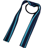 School Uniform Hair Accessories Ponytail Streamer Straight Hair Ties - Pinkberry Kisses Navy Blue Dark Blue Base & Top Ribbon Misty Turquoise
