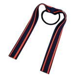 School Uniform Hair Accessories Ponytail Streamer Straight Hair Ties - Pinkberry Kisses Navy Blue Dark Blue Base & Top Ribbon Neon Orange