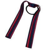 School Uniform Hair Accessories Ponytail Streamer Straight Hair Ties - Pinkberry Kisses Navy Blue Dark Blue Base & Top Ribbon Red