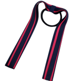 School Uniform Hair Accessories Ponytail Streamer Straight Hair Ties - Pinkberry Kisses Navy Blue Dark Blue Base & Top Ribbon  Shocking Pink