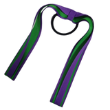 School Uniform Hair Accessories Ponytail Streamer Straight Hair Ties - Pinkberry Kisses Purple Base & Top Ribbon Emerald Green