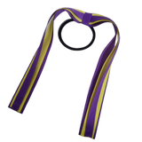 School Uniform Hair Accessories Ponytail Streamer Straight Hair Ties - Pinkberry Kisses Purple Base & Top Ribbon Lemon Yellow