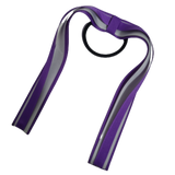 School Uniform Hair Accessories Ponytail Streamer Straight Hair Ties - Pinkberry Kisses Purple Base & Top Ribbon Light Grey