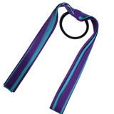 School Uniform Hair Accessories Ponytail Streamer Straight Hair Ties - Pinkberry Kisses Purple Base & Top Ribbon Misty Turquoise