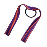 School Uniform Hair Accessories Ponytail Streamer Straight Hair Ties - Pinkberry Kisses Purple Base & Top Ribbon Neon Orange