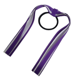 School Uniform Hair Accessories Ponytail Streamer Straight Hair Ties - Pinkberry Kisses Purple Base & Top Ribbon White