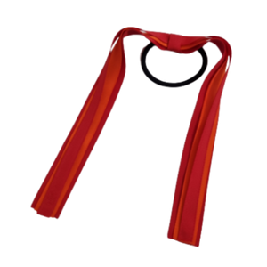 School Uniform Hair Accessories Ponytail Streamer Straight - Pinkberry Kisses Red Base & Top Ribbon Autumn Orange