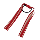 School Uniform Hair Accessories Ponytail Streamer Straight Hair Ties - Pinkberry Kisses Red Base & Top Ribbon Cream Ivory
