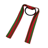 School Uniform Hair Accessories Ponytail Streamer Straight Hair Ties - Pinkberry Kisses Red Base & Top Ribbon Emerald Green