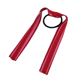 School Uniform Hair Accessories Ponytail Streamer Straight Hair Ties - Pinkberry Kisses Red Base & Top Ribbon Hot Pink