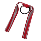 School Uniform Hair Accessories Ponytail Streamer Straight Hair Ties - Pinkberry Kisses Red Base & Top Ribbon Light Grey Silver
