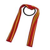 School Uniform Hair Accessories Ponytail Streamer Straight Hair Ties - Pinkberry Kisses Red Base & Top Ribbon Maize Yellow