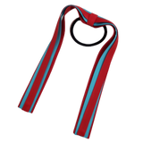 School Uniform Hair Accessories Ponytail Streamer Straight Hair Ties - Pinkberry Kisses Red Base & Top Ribbon Misty Turquoise