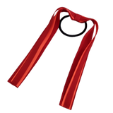 School Uniform Hair Accessories Ponytail Streamer Straight - Pinkberry Kisses Red Base & Top Ribbon Neon Orange