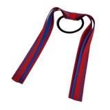 School Uniform Hair Accessories Ponytail Streamer Straight Hair Ties - Pinkberry Kisses Red Base & Top Ribbon Royal Blue