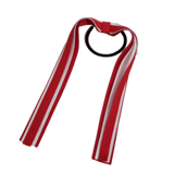 School Uniform Hair Accessories Ponytail Streamer Straight Hair Ties - Pinkberry Kisses Red Base & Top Ribbon White