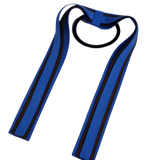 School Uniform Hair Accessories Ponytail Streamer Straight Hair Ties - Pinkberry Kisses Royal Blue Base & Top Ribbon Brown