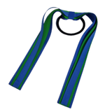 School Uniform Hair Accessories Ponytail Streamer Straight Hair Ties - Pinkberry Kisses Royal Blue Base & Top Ribbon  Emerald Green