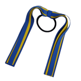 School Uniform Hair Accessories Ponytail Streamer Straight Hair Ties - Pinkberry Kisses Royal Blue Base & Top Ribbon  Mazie Yellow