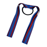 School Uniform Hair Accessories Ponytail Streamer Straight Hair Ties - Pinkberry Kisses Royal Blue Base & Top Ribbon Red