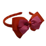School Woven Double Cherish Bow Headband School Uniform Headband Hair Accessories Pinkberry Kisses Autumn Orange Hot Pink