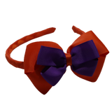 School Woven Double Cherish Bow Headband School Uniform Headband Hair Accessories Pinkberry Kisses Autumn Orange Purple 