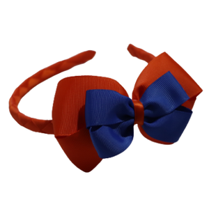 School Woven Double Cherish Bow Headband School Uniform Headband Hair Accessories Pinkberry Kisses Autumn Orange Cream 