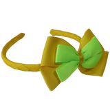 School Woven Double Cherish Bow Headband School Uniform Headband Hair Accessories Pinkberry Kisses Daffodil Yellow Key Lime