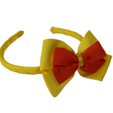 School Woven Double Cherish Bow Headband School Uniform Headband Hair Accessories Pinkberry Kisses Daffodil Yellow Autumn Orange