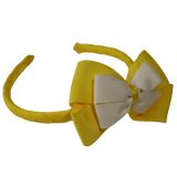 School Woven Double Cherish Bow Headband School Uniform Headband Hair Accessories Pinkberry Kisses Daffodil Yellow Cream