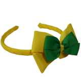 School Woven Double Cherish Bow Headband School Uniform Headband Hair Accessories Pinkberry Kisses Daffodil Yellow Emerald Green