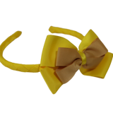 School Woven Double Cherish Bow Headband School Uniform Headband Hair Accessories Pinkberry Kisses Daffodil Yellow Gold