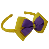 School Woven Double Cherish Bow Headband School Uniform Headband Hair Accessories Pinkberry Kisses Daffodil Yellow Grape