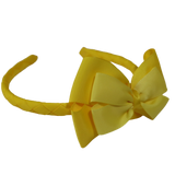 School Woven Double Cherish Bow Headband School Uniform Headband Hair Accessories Pinkberry Kisses Daffodil Yellow Lemon Yellow