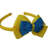 School Woven Double Cherish Bow Headband School Uniform Headband Hair Accessories Pinkberry Kisses Daffodil Yellow Methyl Blue