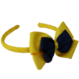 School Woven Double Cherish Bow Headband School Uniform Headband Hair Accessories Pinkberry Kisses Daffodil Yellow Navy Blue
