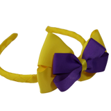School Woven Double Cherish Bow Headband School Uniform Headband Hair Accessories Pinkberry Kisses Daffodil Yellow Purple 