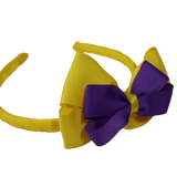 School Woven Double Cherish Bow Headband School Uniform Headband Hair Accessories Pinkberry Kisses Daffodil Yellow Purple
