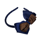School Woven Double Cherish Bow Headband School Uniform Headband Hair Accessories Pinkberry Kisses Navy Blue Brown