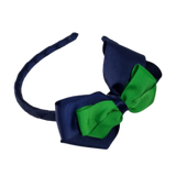 School Woven Double Cherish Bow Headband School Uniform Headband Hair Accessories Pinkberry Kisses Navy Blue Emerald Green