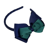 School Woven Double Cherish Bow Headband School Uniform Headband Hair Accessories Pinkberry Kisses Navy Blue White Hunter Green