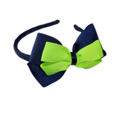 School Woven Double Cherish Bow Headband School Uniform Headband Hair Accessories Pinkberry Kisses Navy Blue Key Lime