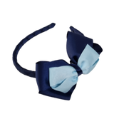 School Woven Double Cherish Bow Headband School Uniform Headband Hair Accessories Pinkberry Kisses Navy Blue Royal Blue Light Blue