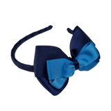 School Woven Double Cherish Bow Headband School Uniform Headband Hair Accessories Pinkberry Kisses Navy Blue Royal Blue Methyl Blue 