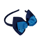 School Woven Double Cherish Bow Headband School Uniform Headband Hair Accessories Pinkberry Kisses Navy Blue Royal Blue Methyl Blue