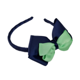 School Woven Double Cherish Bow Headband School Uniform Headband Hair Accessories Pinkberry Kisses Navy Blue Royal Blue Mint Green
