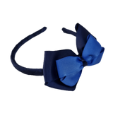 School Woven Double Cherish Bow Headband School Uniform Headband Hair Accessories Pinkberry Kisses Navy Blue Royal Blue