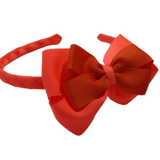 School Woven Double Cherish Bow Headband School Uniform Headband Hair Accessories Pinkberry Kisses Neon Orange Autumn Orange