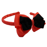 School Woven Double Cherish Bow Headband School Uniform Headband Hair Accessories Pinkberry Kisses Neon Orange Black